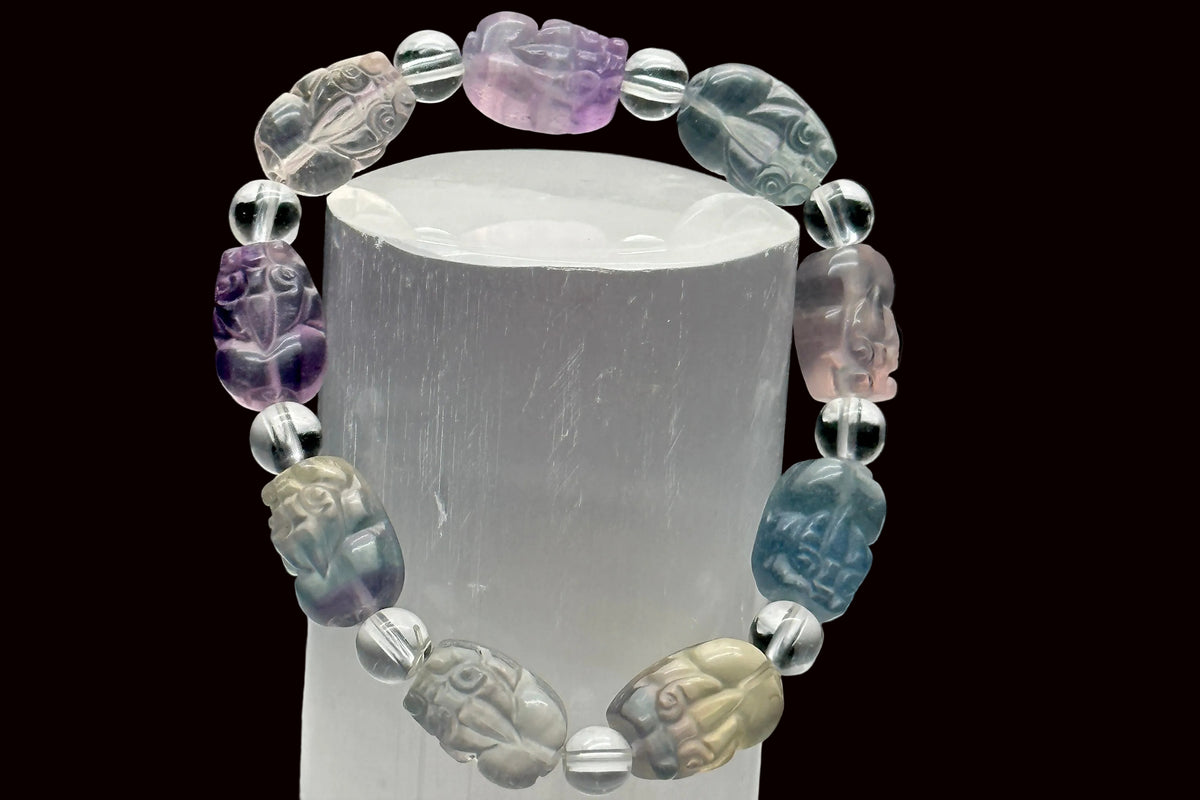 Rainbow Fluorite Crystal Pixiu Bracelet - Healing Energy and Positive Vibes