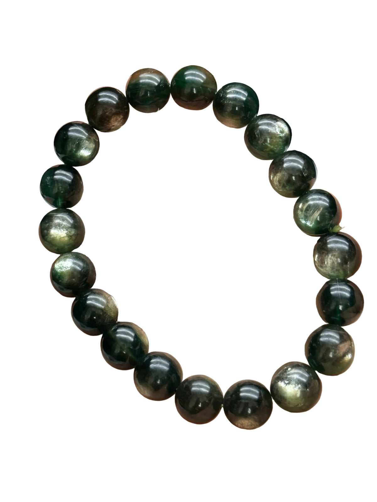 Green Lepidolite / Mica Crystal Bracelet – Stretch Cord, 9mm or 10mm Beads