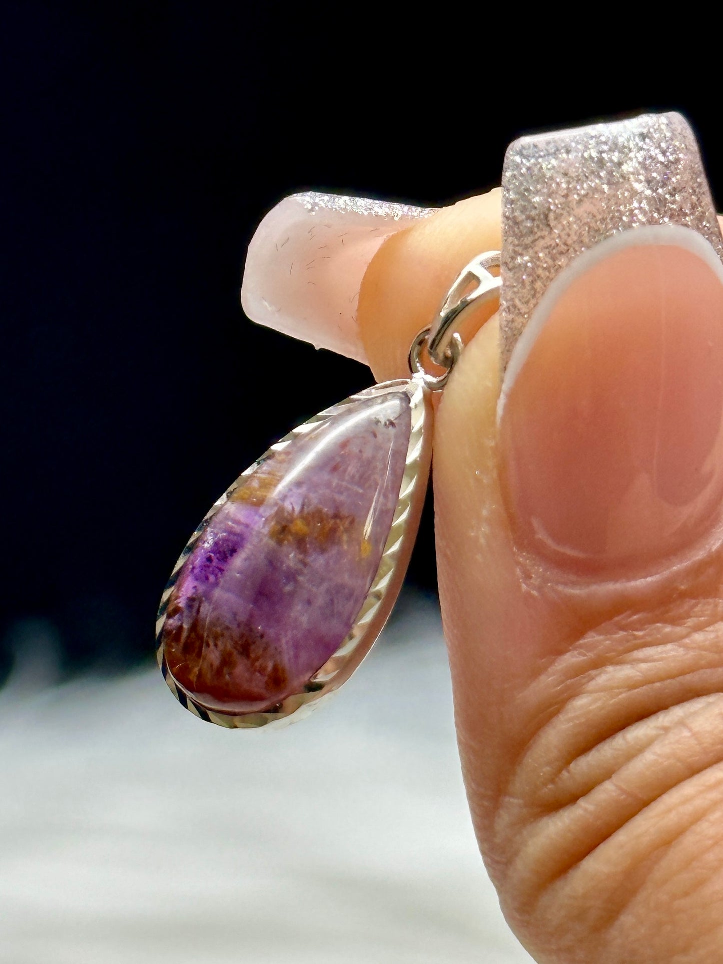 Grade AAA Auralite 23 Drop Pendant – Sterling Silver Setting | Rare Crystal Energy Necklace