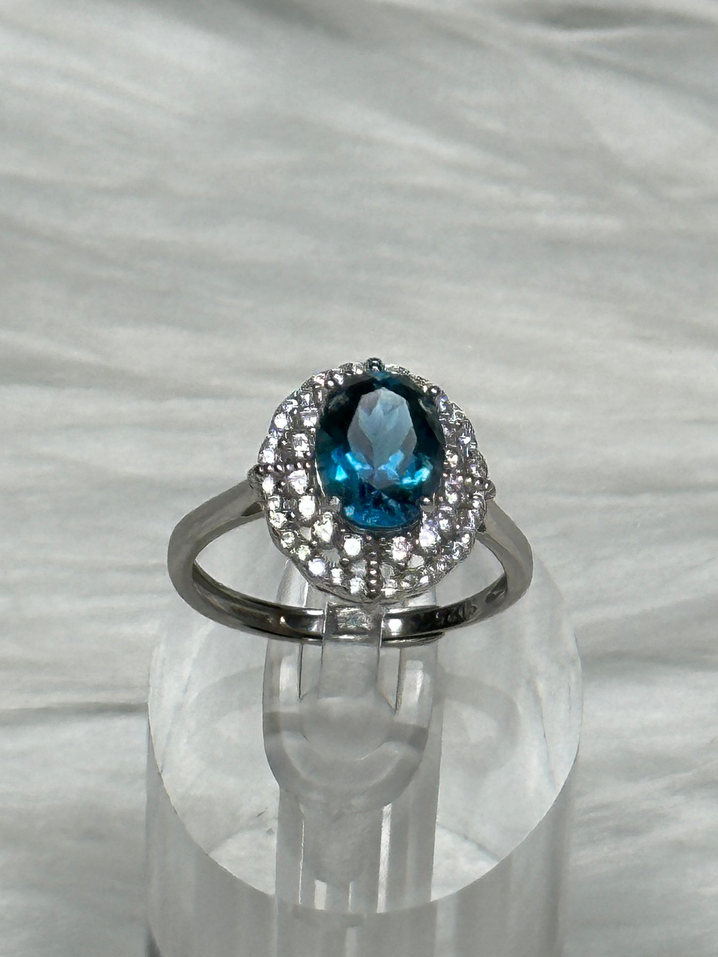 High-Quality London Blue Topaz Ring – Adjustable Size, 925 Sterling Silver