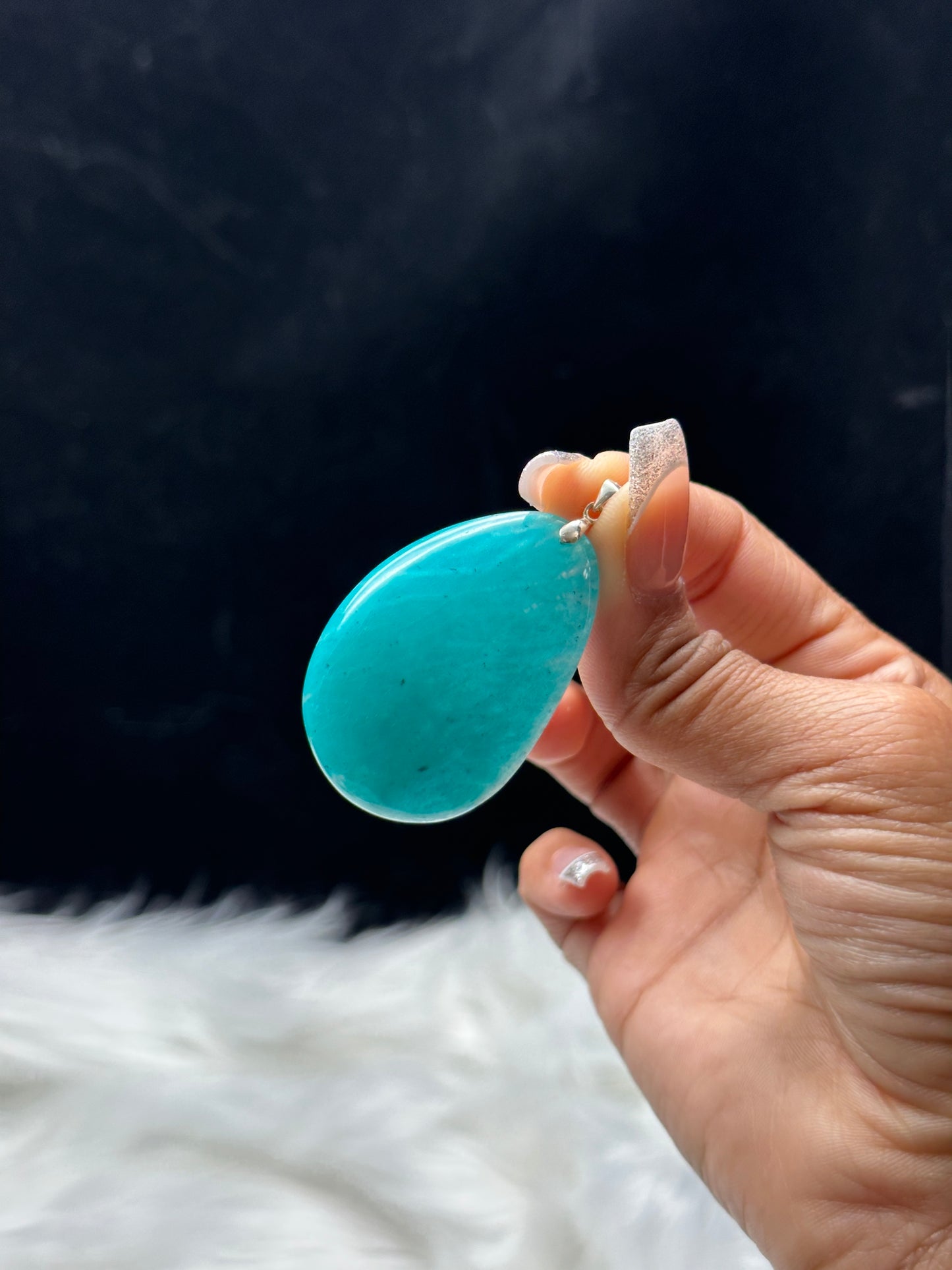 High-Quality Amazonite Crystal Pendant – Natural Polished Gemstone, Approx. 1.2 Inches