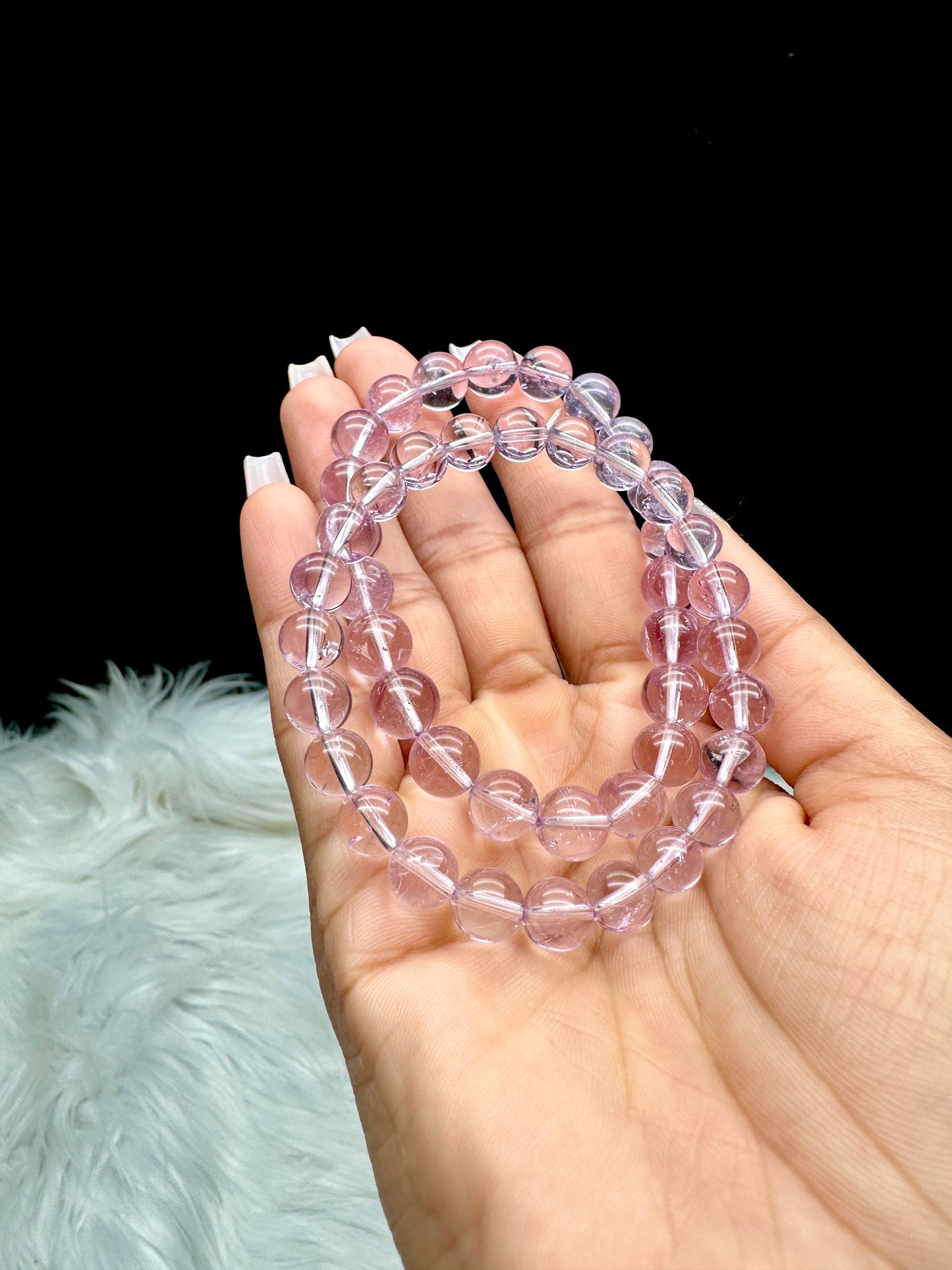 Rare Imperial Purple Topaz Crystal Bracelet – 8mm High-Quality Gemstone Beads, Stretchable Cord