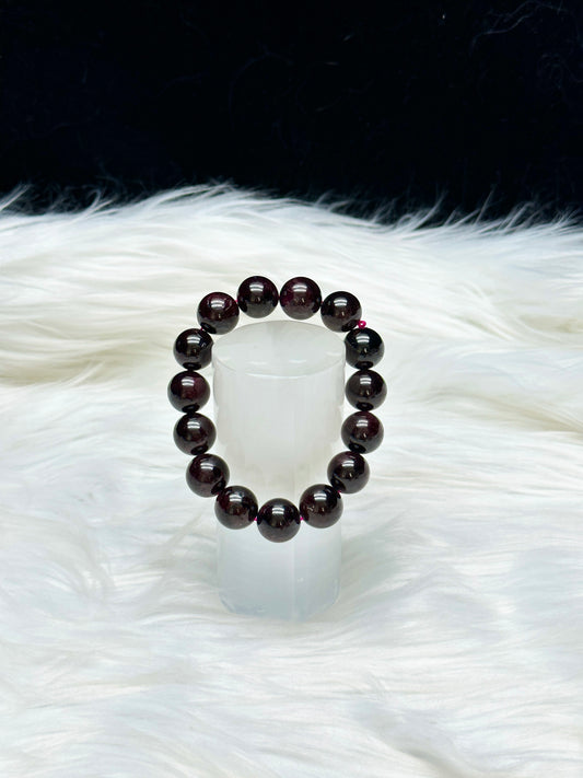 High-Quality Garnet Crystal Bracelet – 14mm Natural Gemstone Beads, Deep Red Energy Bracelet