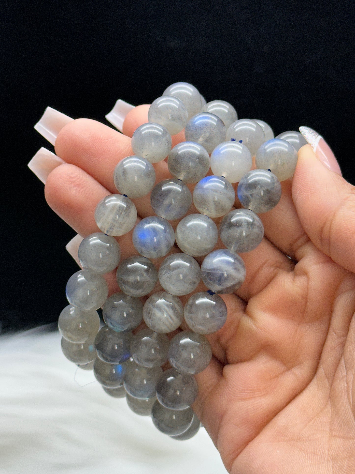 High-Quality Blue Flash Labradorite Crystal Bracelet – 11mm Natural Gemstone Beads