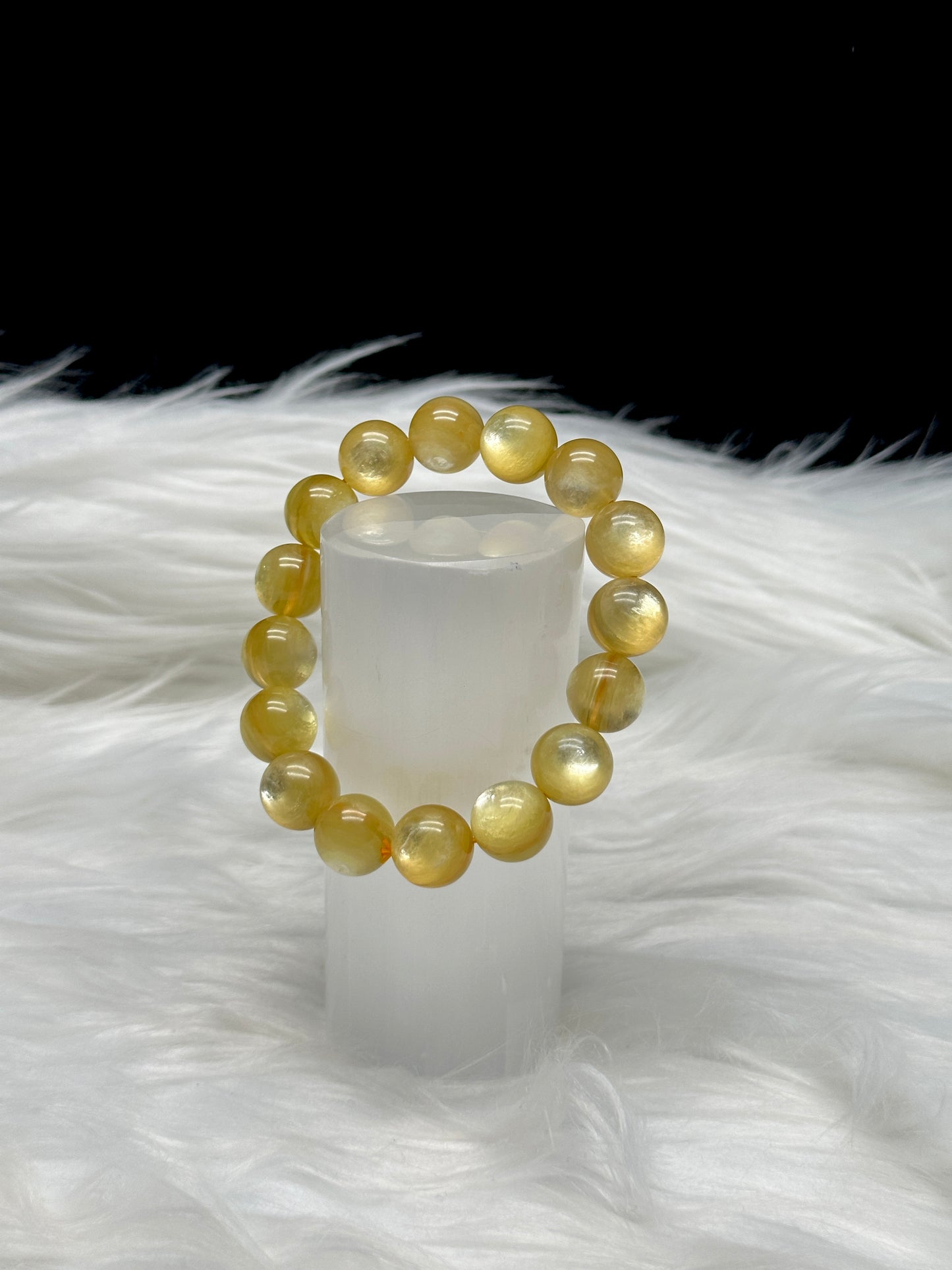 High-Quality Golden Mica (Golden Lepidolite) Crystal Bracelet – 12.5mm Gemstone Beads