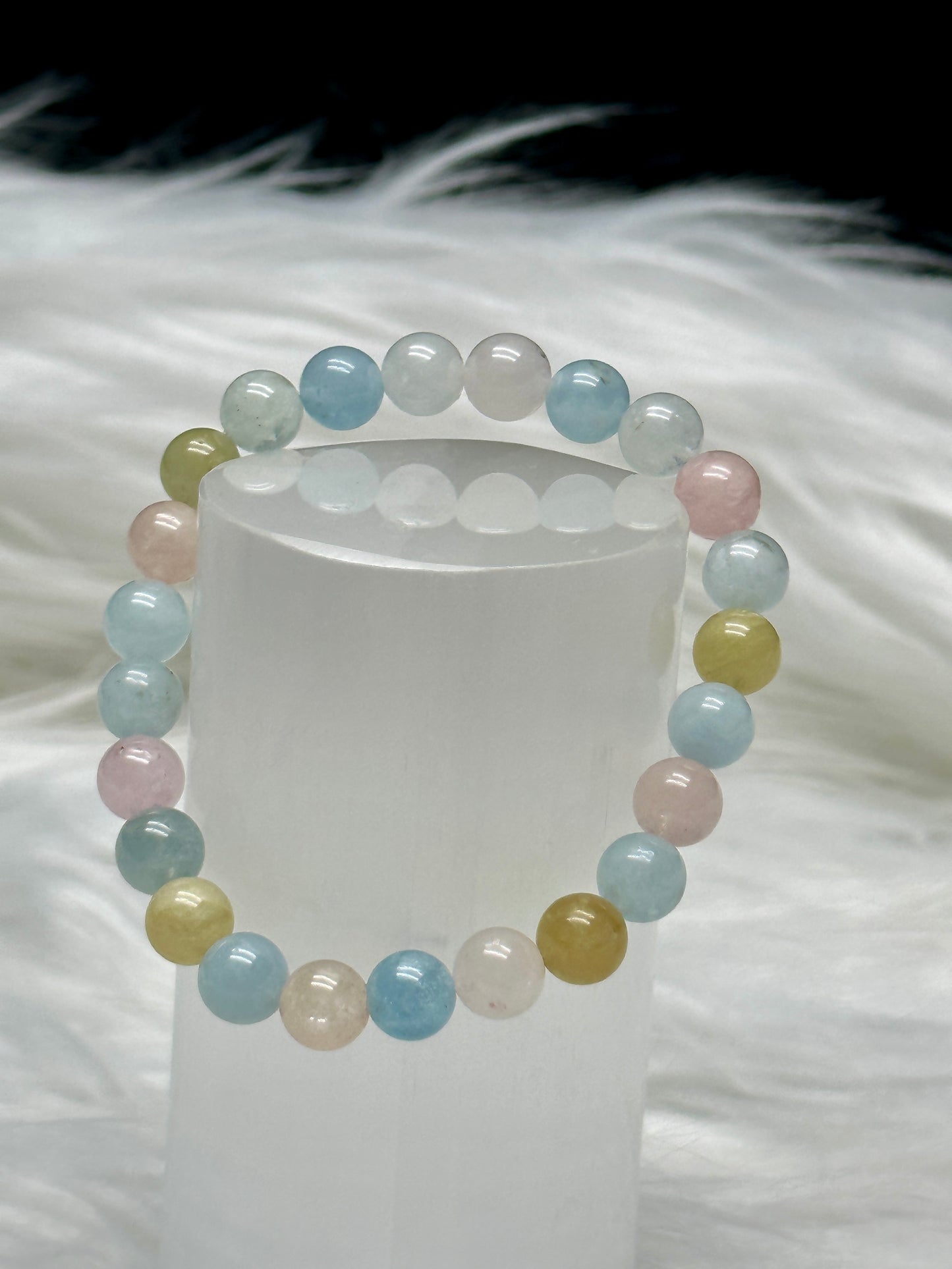 Morganite Crystal Bracelet – 7mm Natural Beads, Emotional Healing & Heart Chakra Stone