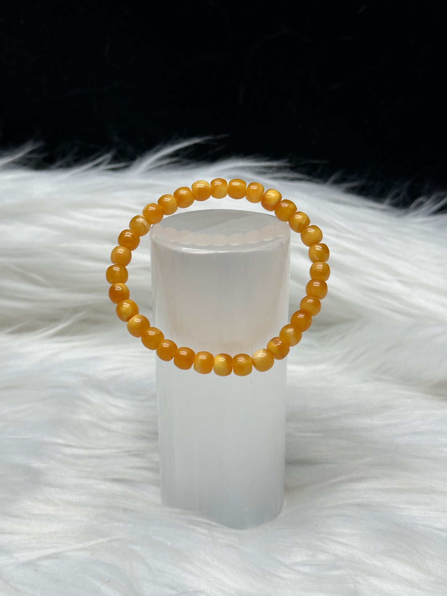 100% Natural Amber Bracelet – 6mm Round Beads, Genuine Baltic Amber