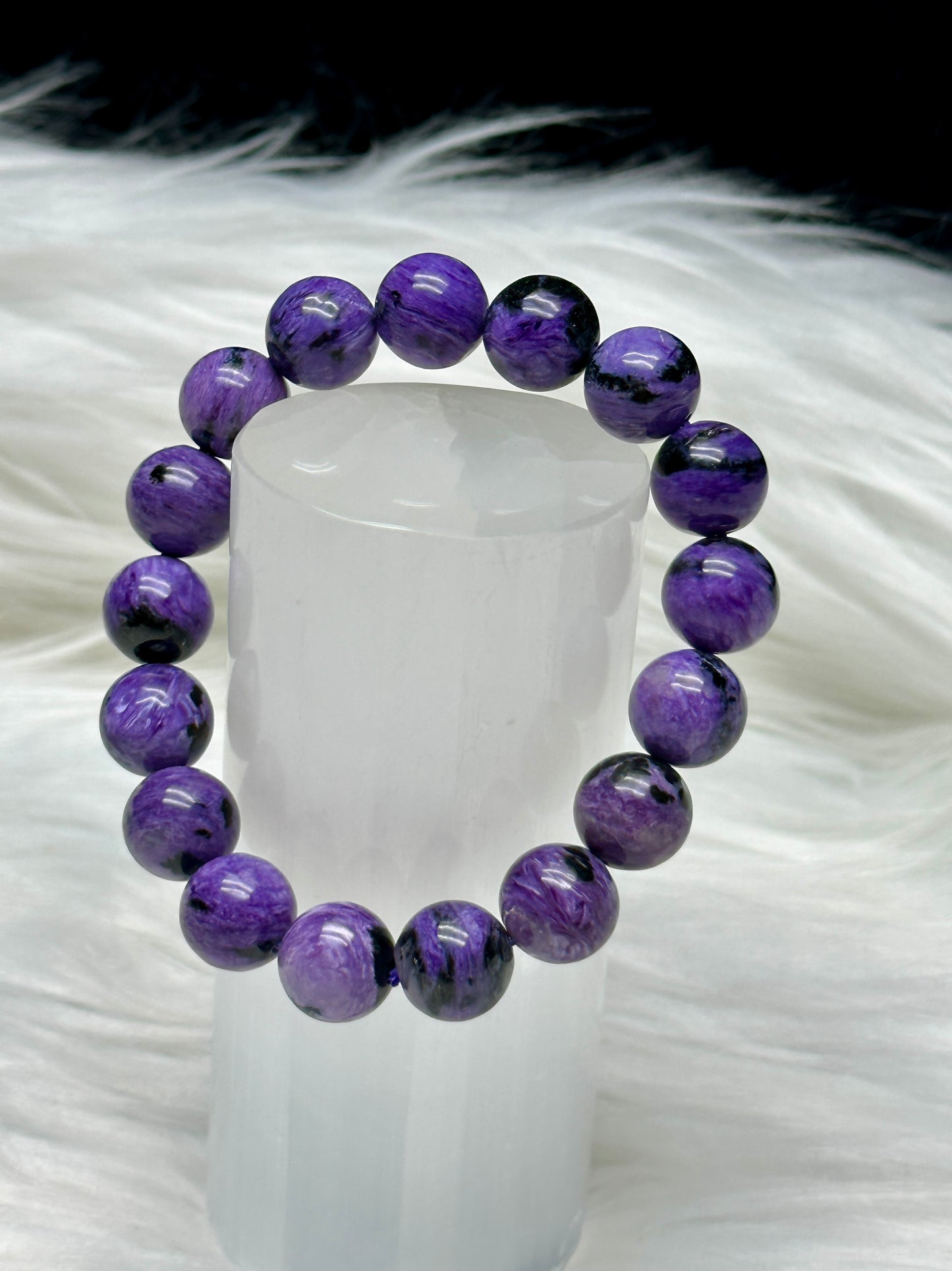 High Quality Charoite Crystal Bracelet – 12mm Natural Gemstone Beads