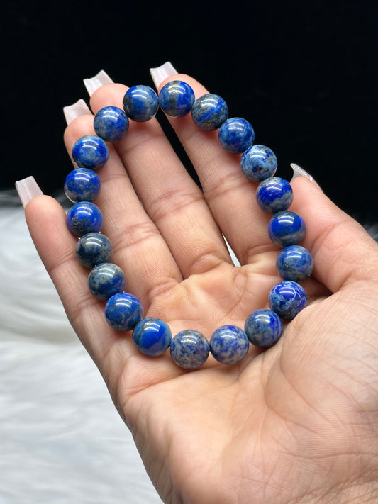 Natural Lapis Lazuli Bracelet | 10mm Round Beads | Stretchable Crystal Bracelet