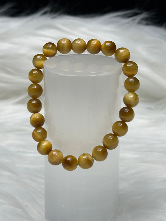 Cats Eye Crystal Bracelet | 8mm Bead Bracelet | Protection & Intuition | Unisex Crystal Jewelry | Gift for Her or Him