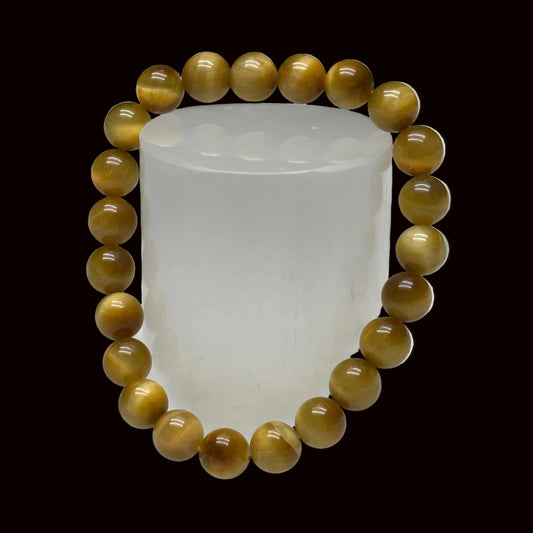 Cats Eye Crystal Bracelet | 8mm Bead Bracelet | Protection & Intuition | Unisex Crystal Jewelry | Gift for Her or Him