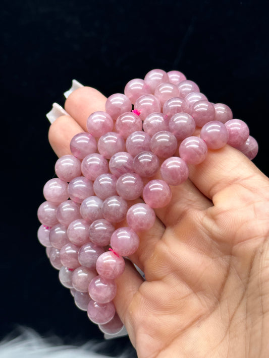 Natural Rose Quartz Crystal Bracelet | 9mm Bead Bracelet | Stretchable Gemstone Bracelet | Love & Healing Crystal Jewelry