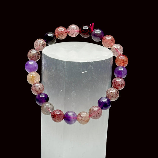 Super 7 Crystal Bead Bracelet - 8mm bead size - Enhanced Intuition