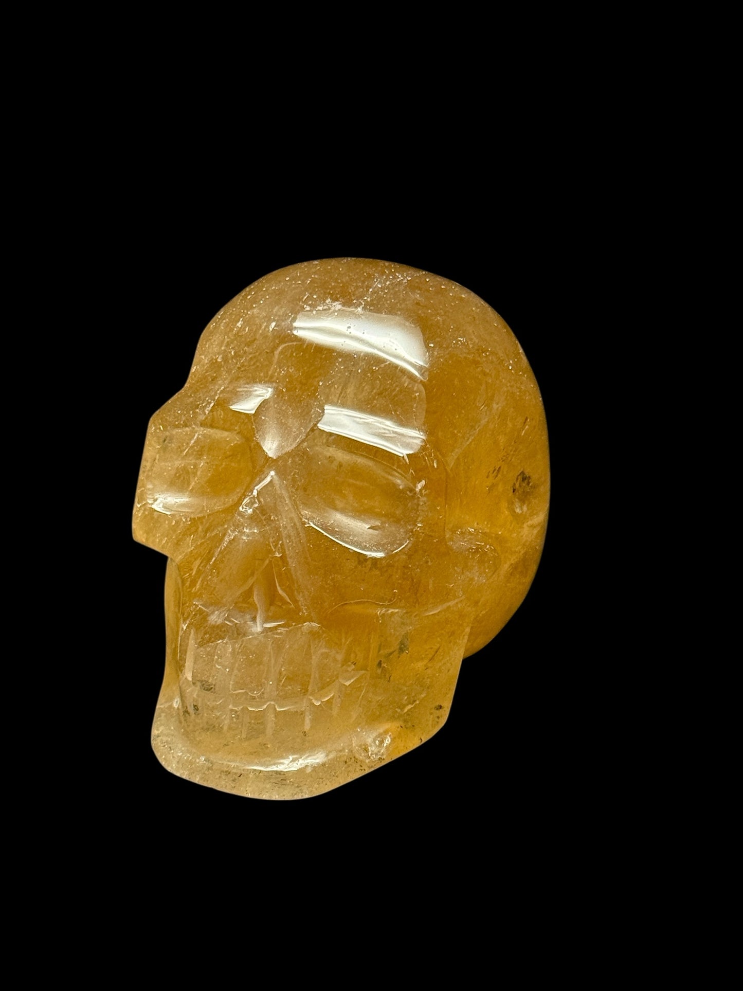 High-Quality Sparkling Natural Citrine Crystal Skull – 3” Tall, Hand-Carved