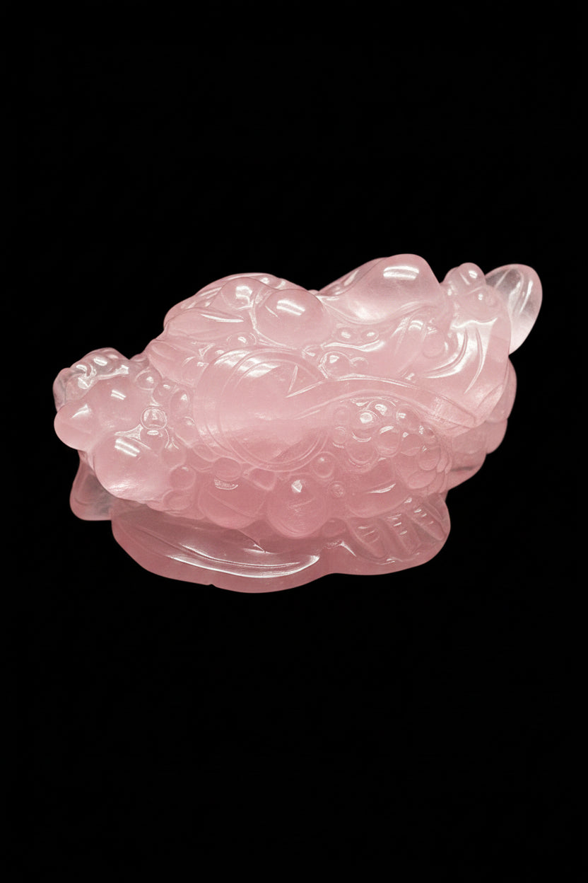 Super High Quality Rose Quartz Money Toad Crystal Carving