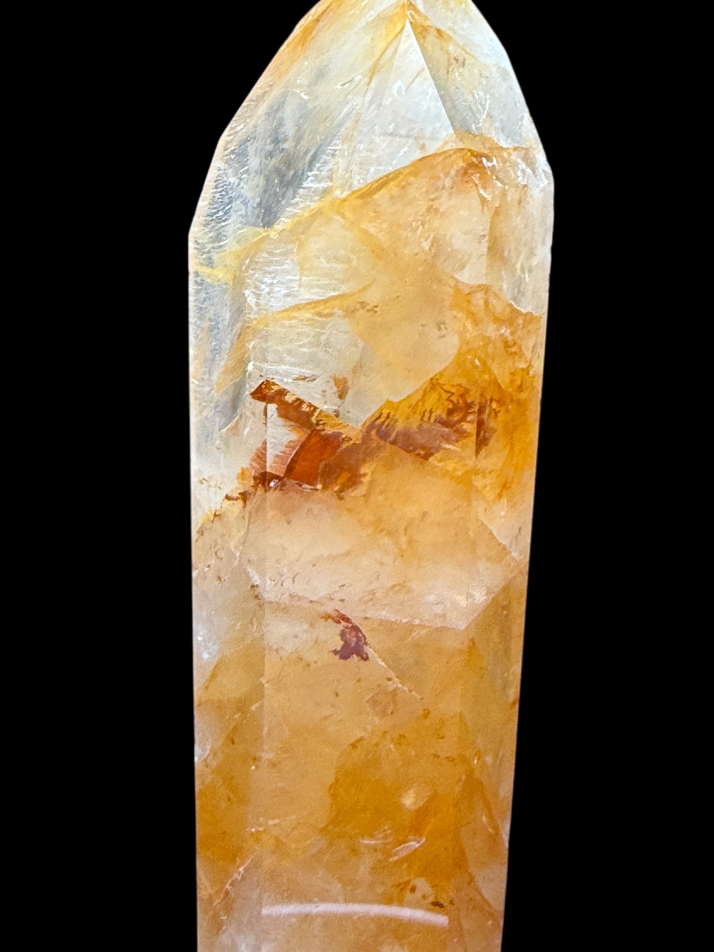 Golden Healer Crystal Tower – 8-Inch Polished Point with Iron Butterfly Inclusion, 557g