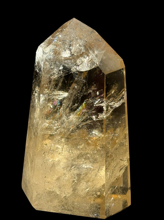 AAA Grade Rainbow-Filled Citrine Crystal Point Tower – 358g, 4.5 Inches