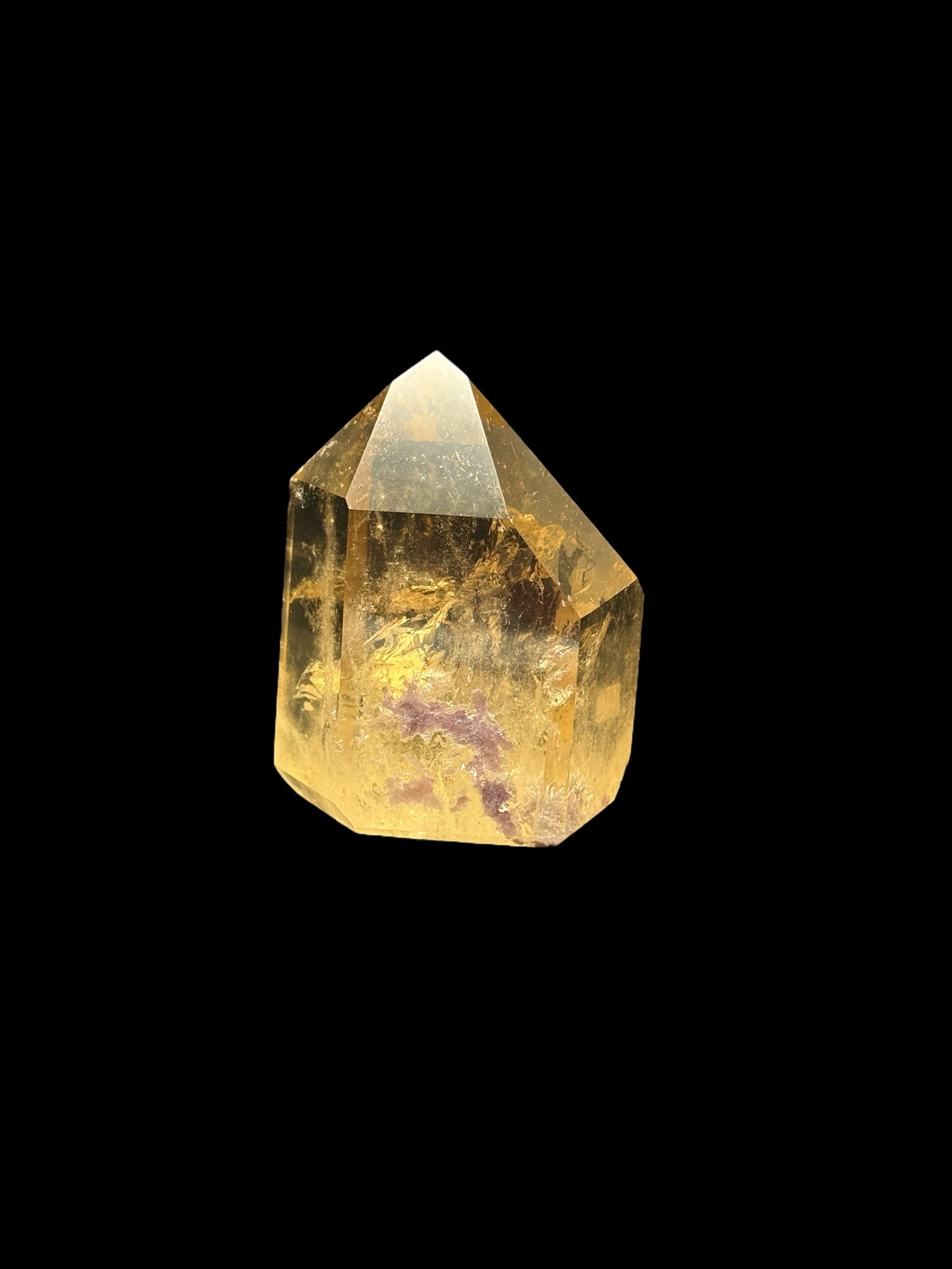 Rare AAA Grade Citrine Crystal Point with Lepidolite Inclusions and Rainbows – 414g, 3.8 Inches