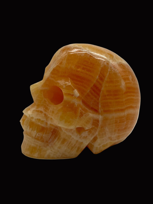 Yellow Calcite Skull | Orange Calcite Skull - 4 inches tall
