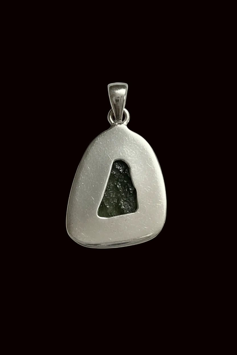 Real Moldavite pendant, moldavite silver pendant, raw moldavite pendant - 3.63 grams