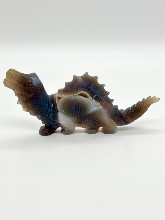 Druzy Agate Dinosaur Carving,Crystal Animal Figurine,Reiki Healing Stone Statue
