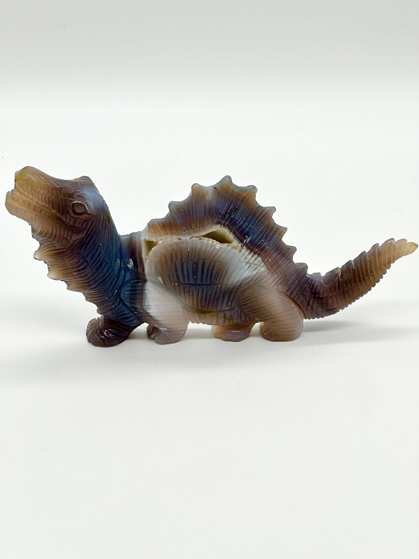 Druzy Agate Dinosaur Carving,Crystal Animal Figurine,Reiki Healing Stone Statue