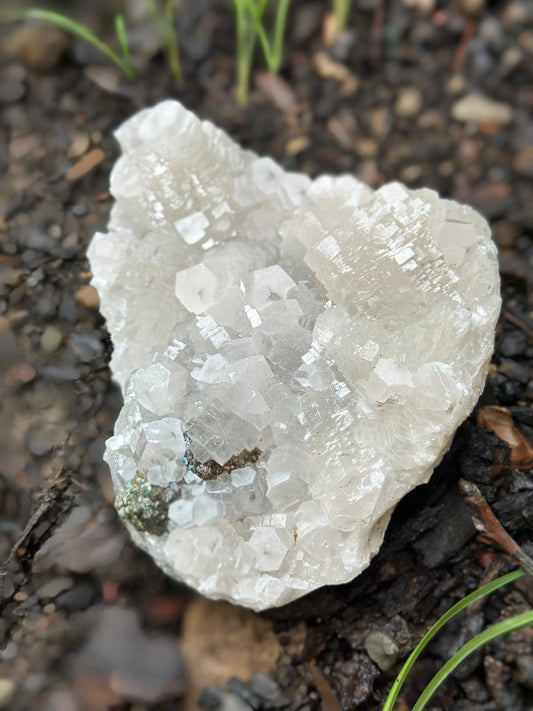 Raw Calcite Crystal Specimen with pyrite