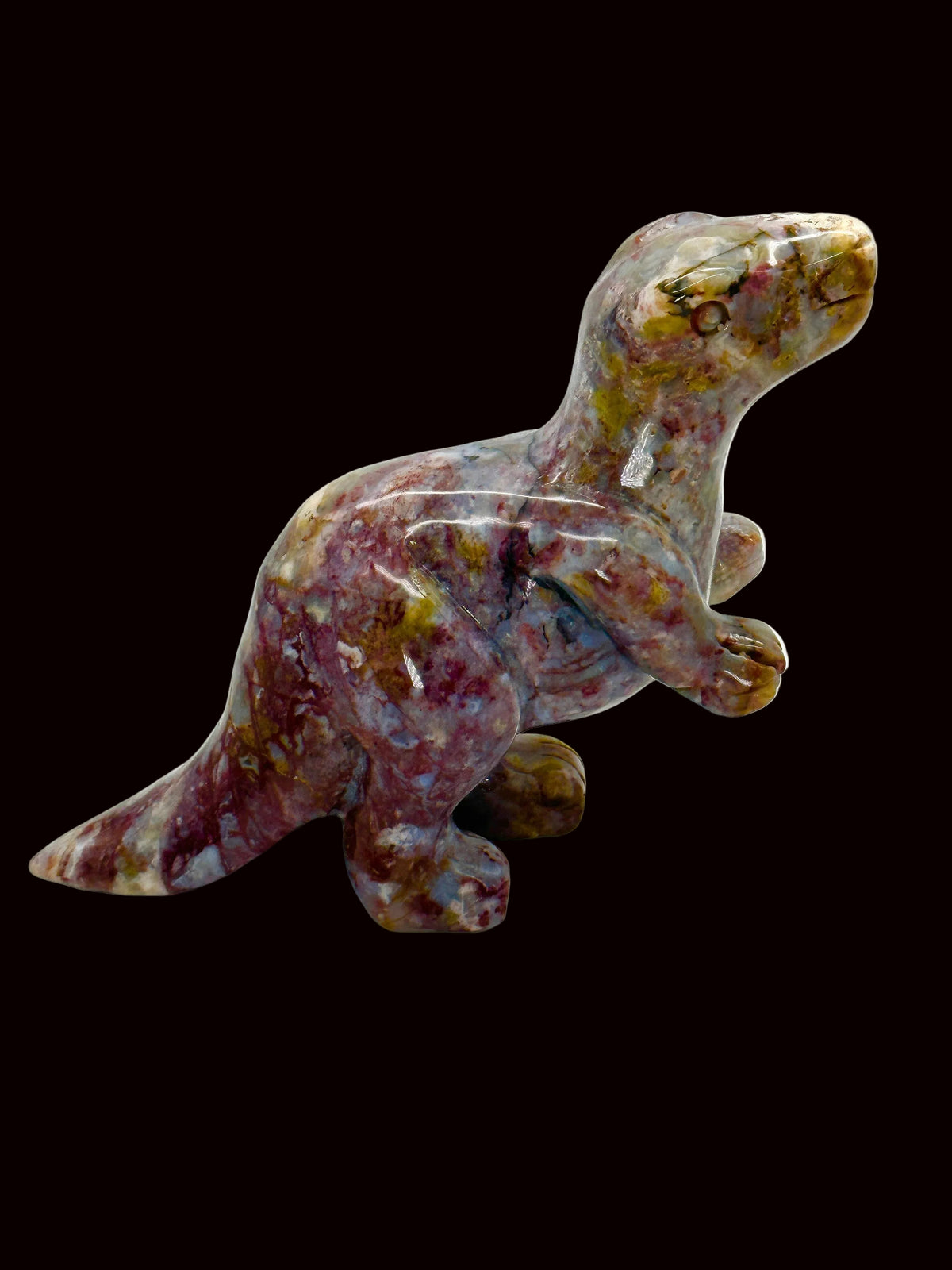 Ocean Jasper dinosaur carving, OJ dinosaur carving, home decor