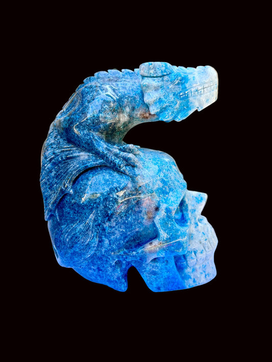 XL Trolleite Skull | Dragon Skull | Carved Crystal Skull with Dragon |Trolleite Skull | Crystal Skull | Dragon Skull Art | Trollite Skull