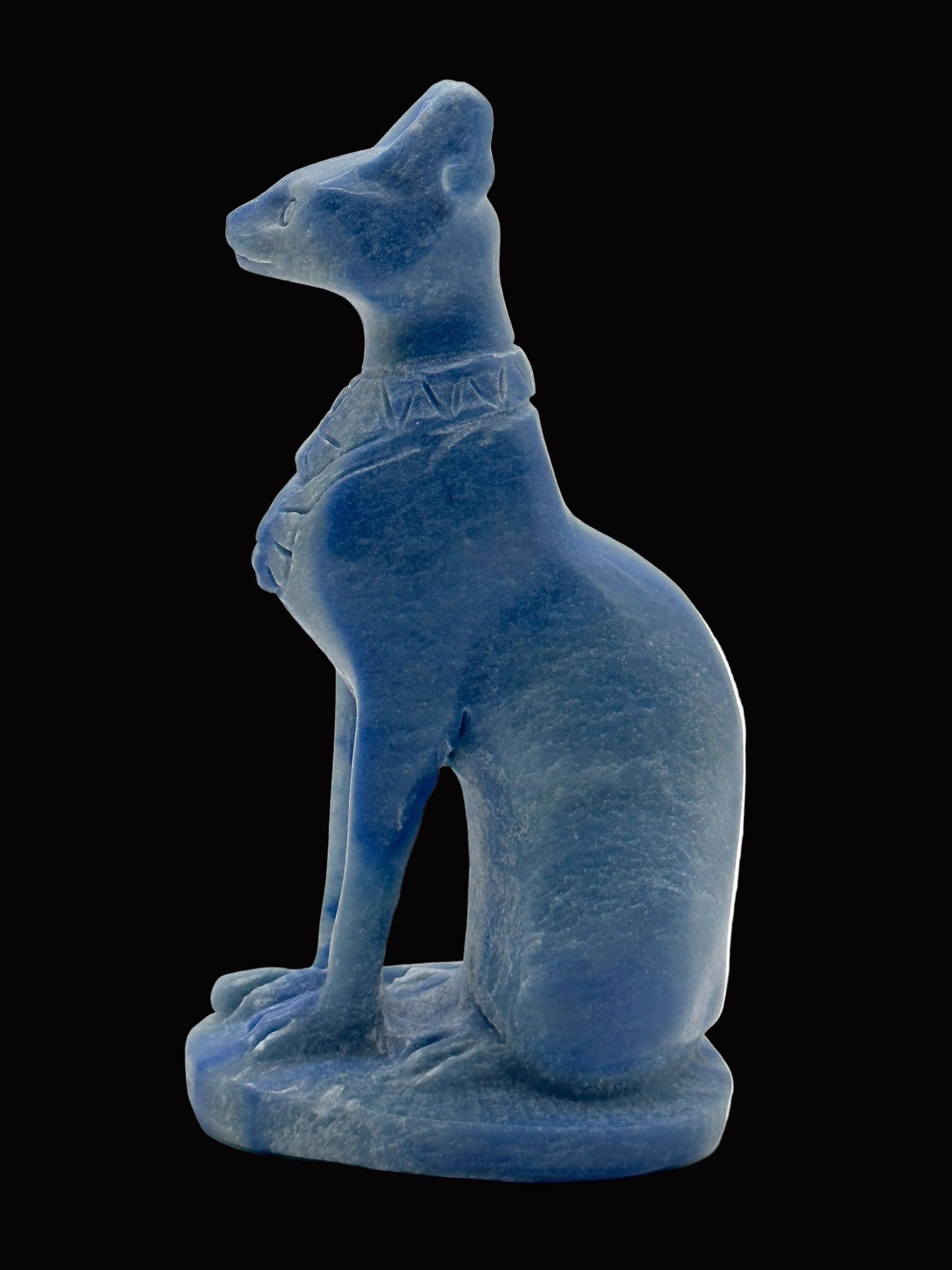 Blue Aventurine Egyptian Cat Carving | Hand Carved | 9 Inches