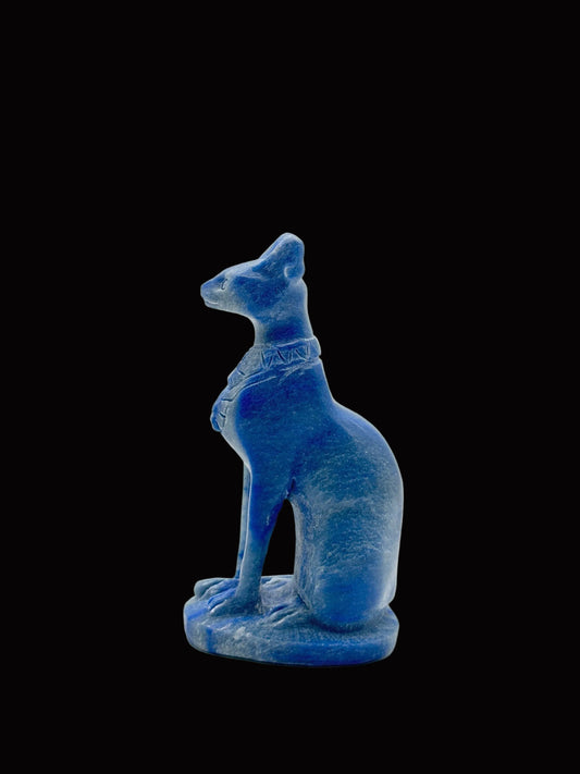 Blue Aventurine Egyptian Cat Carving | Hand Carved | 9 Inches