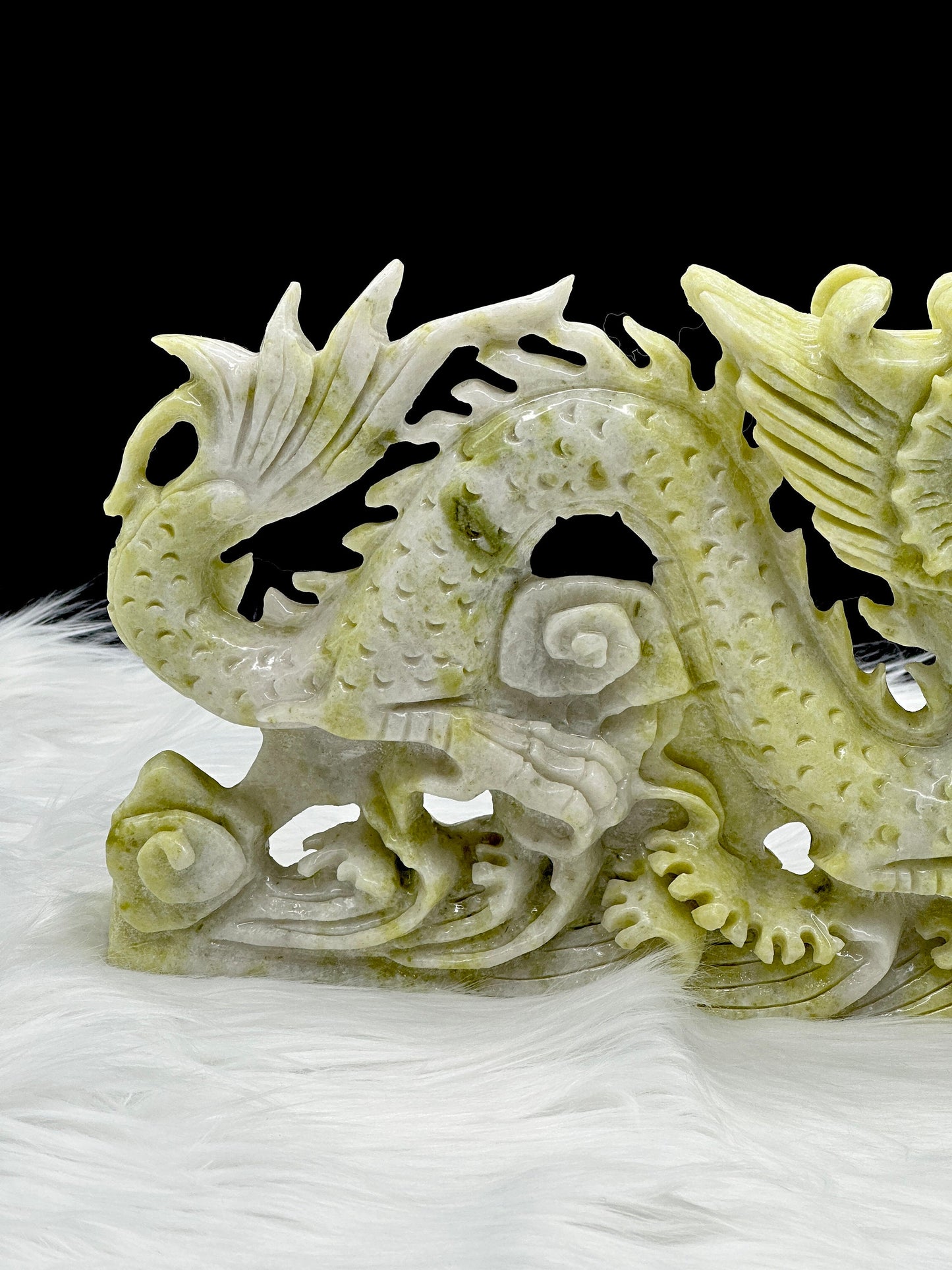 Natural Jade Fengshui Dragon Statue, Jade Dragon Carving, Lucky, Dragon Statue