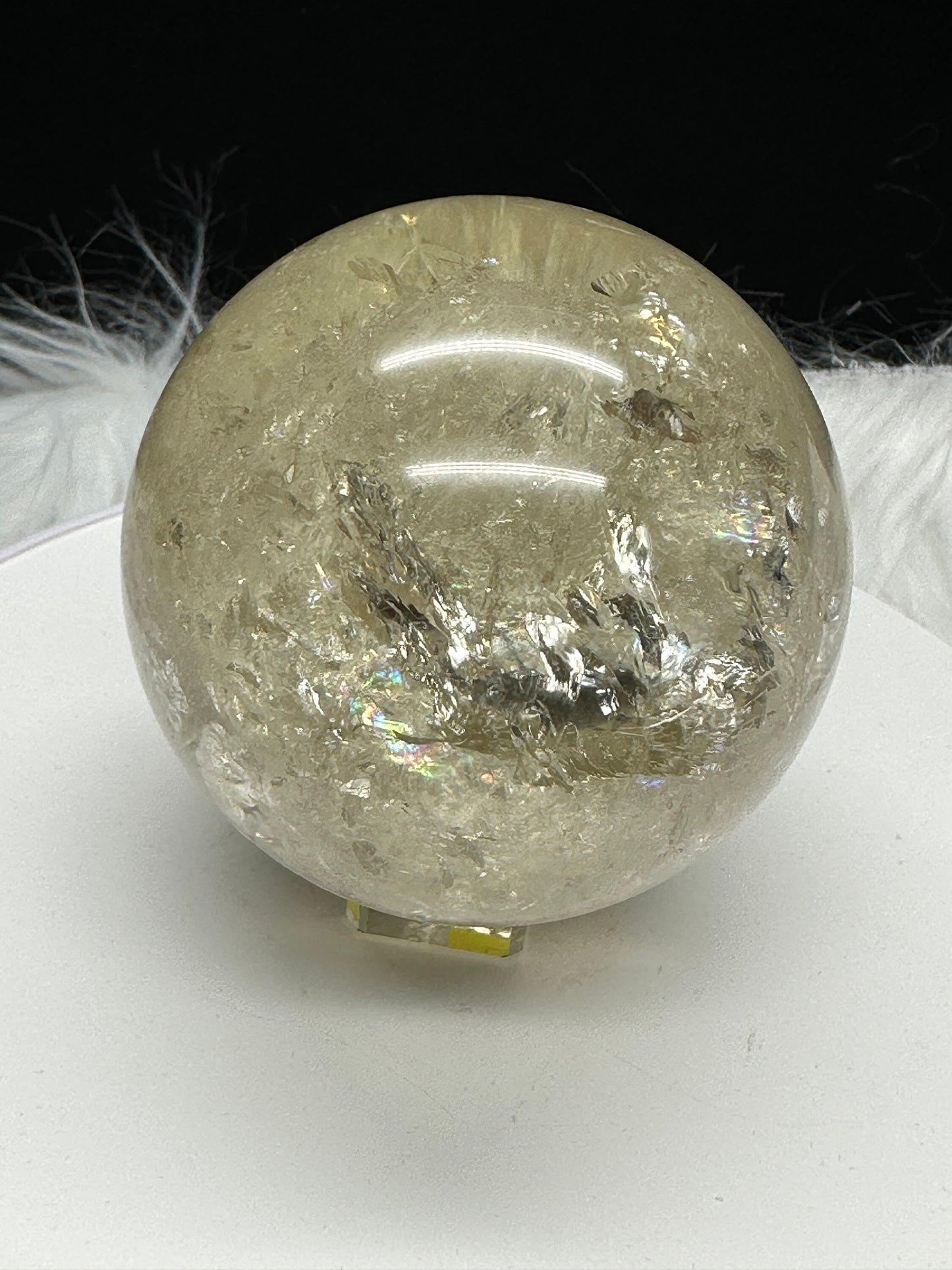 Large Citrine Sphere with Rainbows, Natural Citrine Sphere, Brazilian Citrine Sphere, 1kg weight , Rainbow Crystal Ball ~ Genuine Citrine