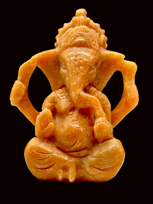 Orange Aventurine Carving of Ganesh - Lord Ganesha Idol in Crystals/Gemstone - Reiki/Chakra/Healing/Energy