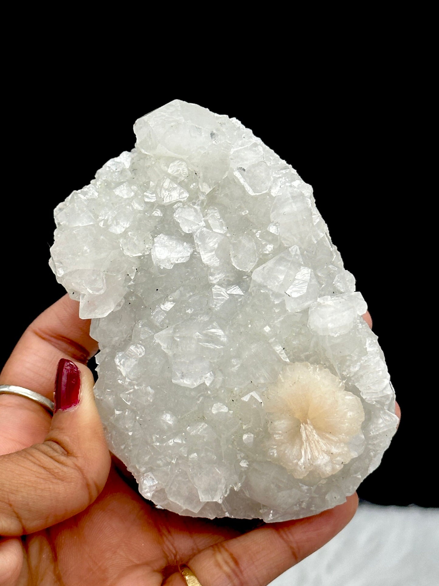 Apophyllite Crystal Specimen with stilbite flower - medium size