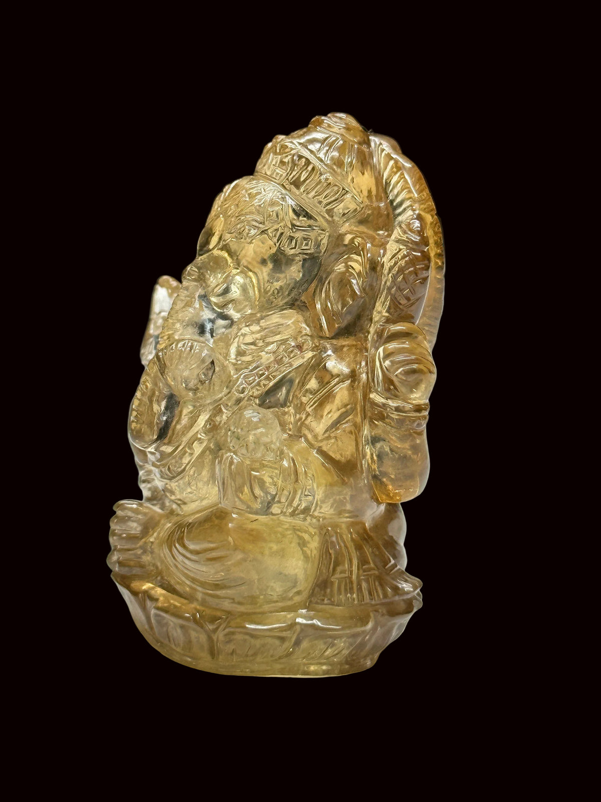 Gemstone Grade AAA Citrine Ganesha - Hand-Carved Citrine Ganesha, Crystal Ganesha for Wealth , Goodluck , Business and Prosperity- 6 carats