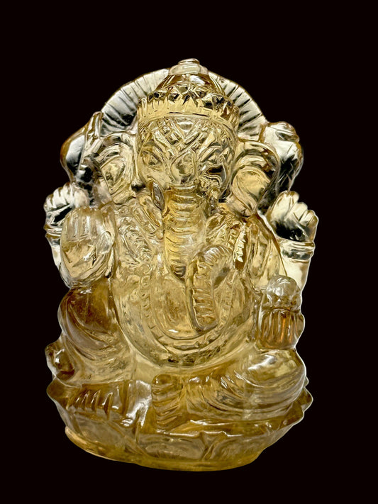 Gemstone Grade AAA Citrine Ganesha - Hand-Carved Citrine Ganesha, Crystal Ganesha for Wealth , Goodluck , Business and Prosperity- 6 carats