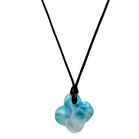 Larimar Clover Leaf Shaped pendant, Larimar Pendant Necklace