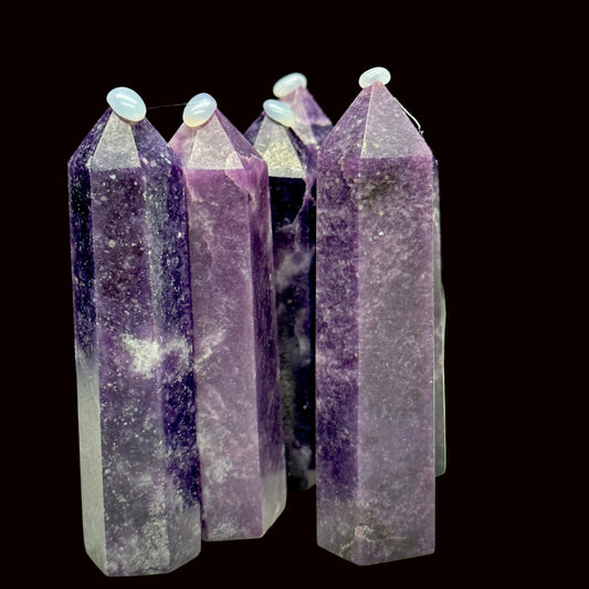 Purple Lepidolite Tower, lepidolite crystal point, Mica tower - 4 inches tall
