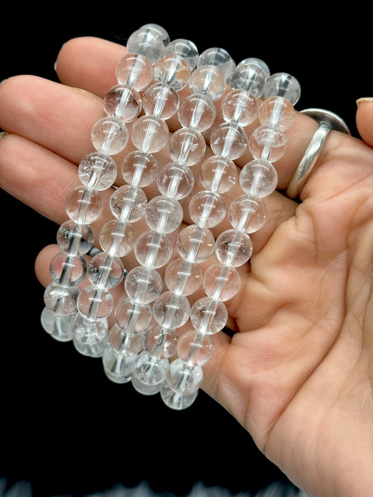 High Clarity Clear Quartz Crystal Bracelet, Natural Clear Quartz Bracelet | 8mm | Healing Stone Meditation