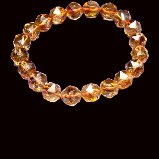 10mm Faceted Natural Citrine Bracelet, Citrine Crystal Bracelet