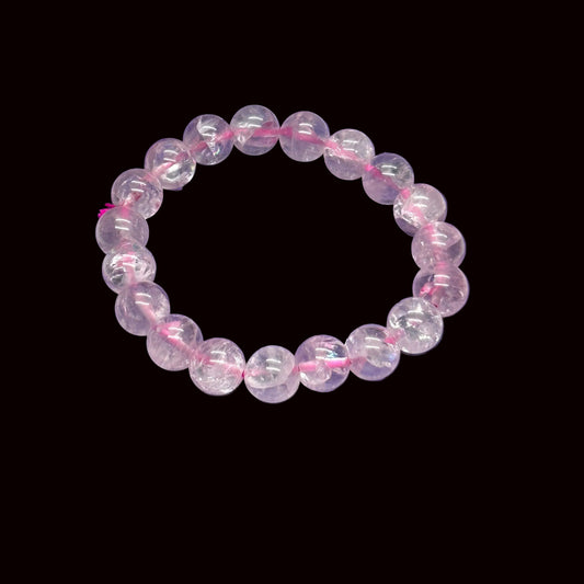 10mm Beautiful Icy Rose Quartz Bracelet with Rainbows