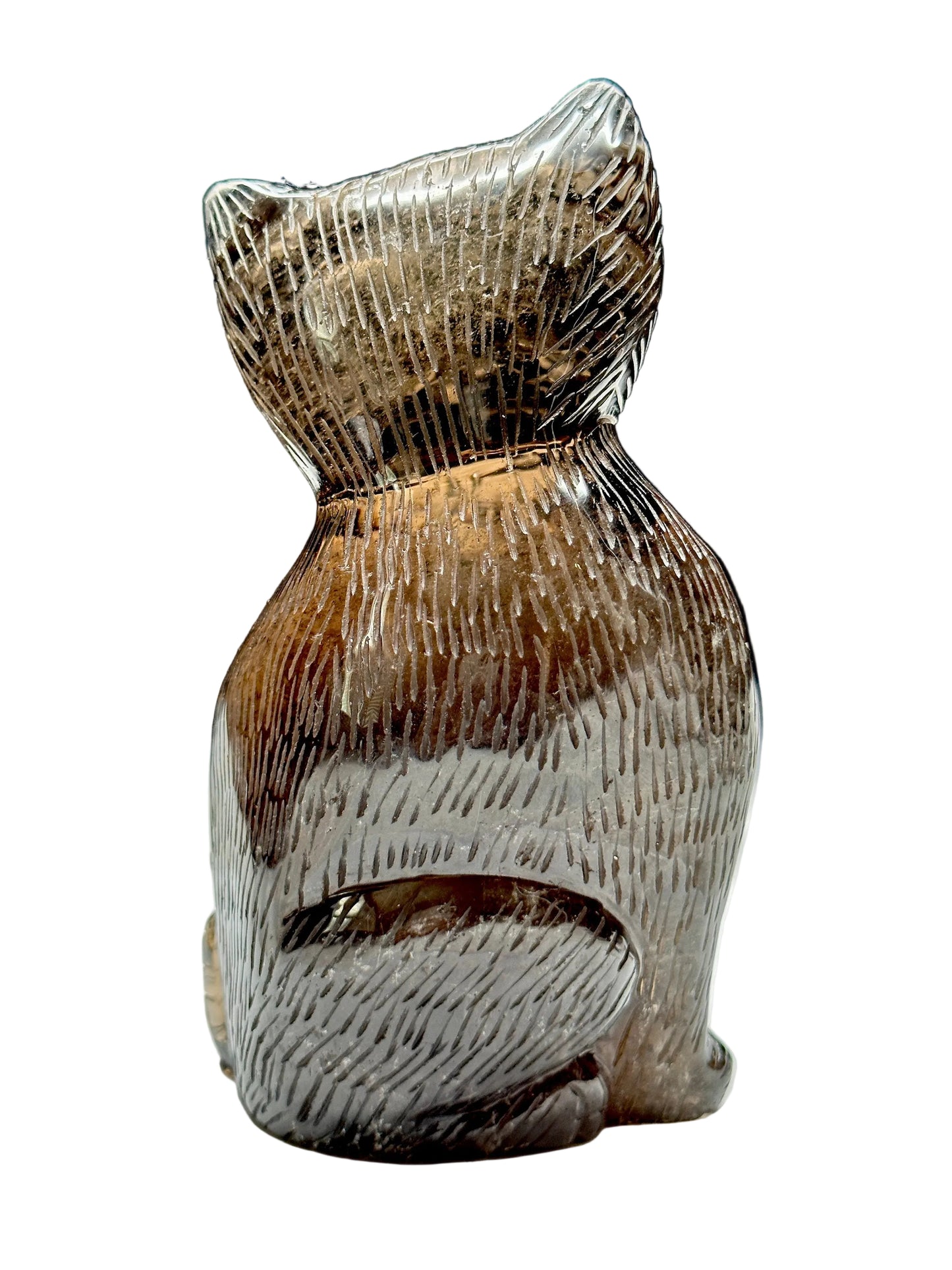 Smoky Quartz with Rutile Cat & Kitten Carving | Hand Carved | 6" 1.2kg