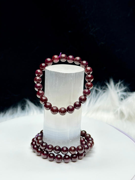 Natural Almandine Red Garnet Bracelet, Crystal Bracelet | Root Chakra Natural Healing Stone Jewelry - 8mm