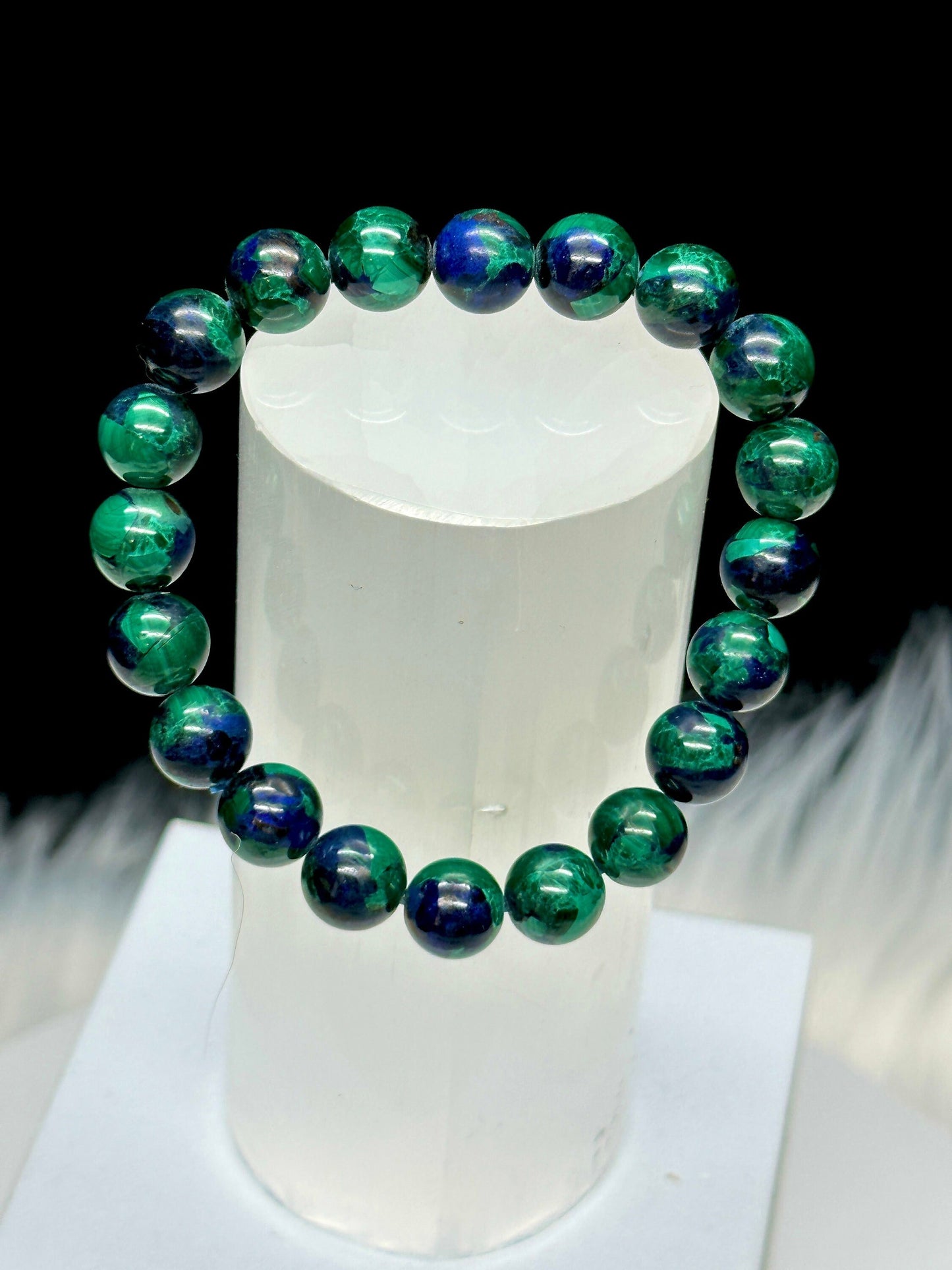 8mm Natural Azurite-Malachite Bracelet for Men, Women Bracelet, Azurite Bracelet, Minimalist Bracelet, Dainty Bracelet, Layering bracelet