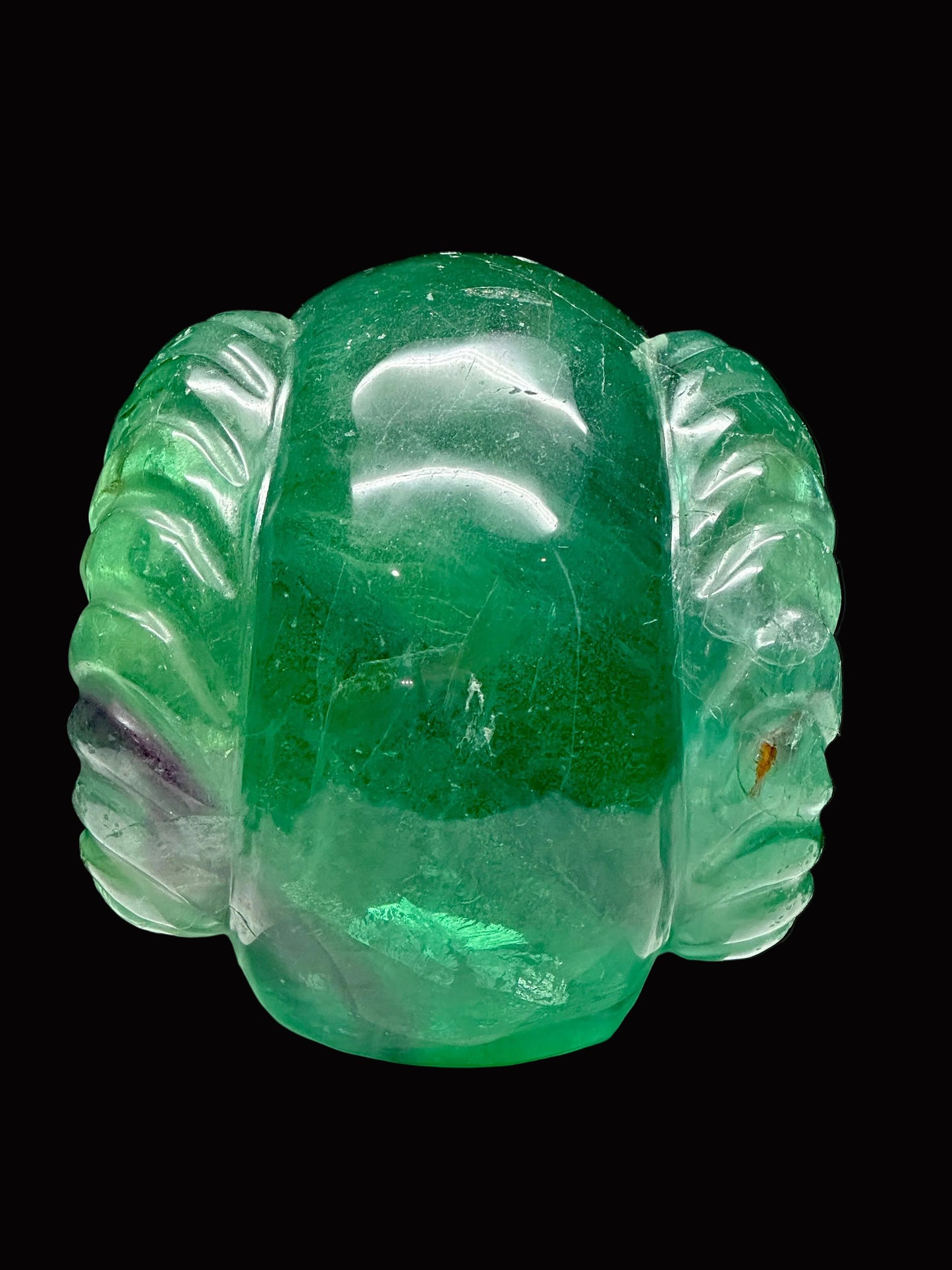 Super High Quality Natural Green Fluorite Skull with horn, Crystal Skull, Hand Carved Super Realistic Skull