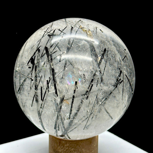 Rare Transparent Natural Black Tourmalinated Quartz Ball/black Tourmaline Included Crystal Sphere/Crystal energy/Healing crystal