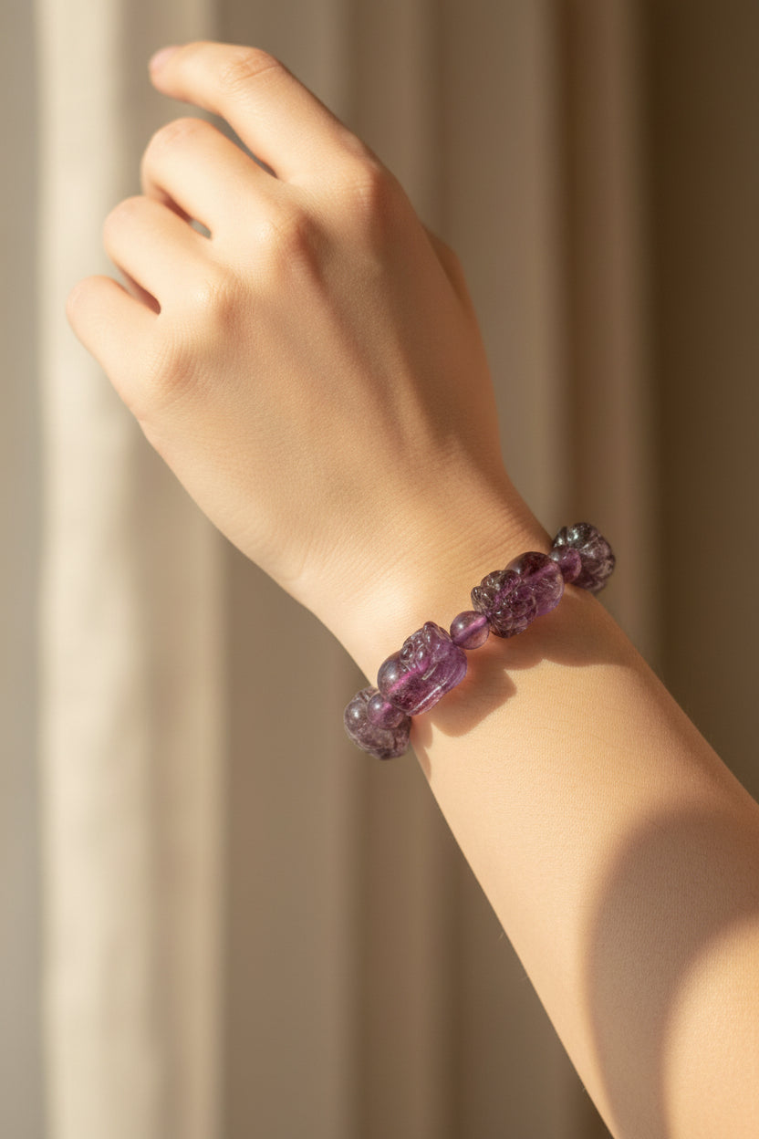 Rare Premium Grade Natural Auralite 23 Pixiu Bracelet, Fashion Crystal Jewelry Gift