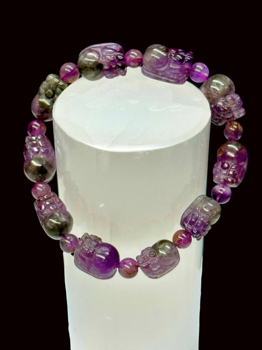 Rare Premium Grade Natural Auralite 23 Pixiu Bracelet, Fashion Crystal Jewelry Gift