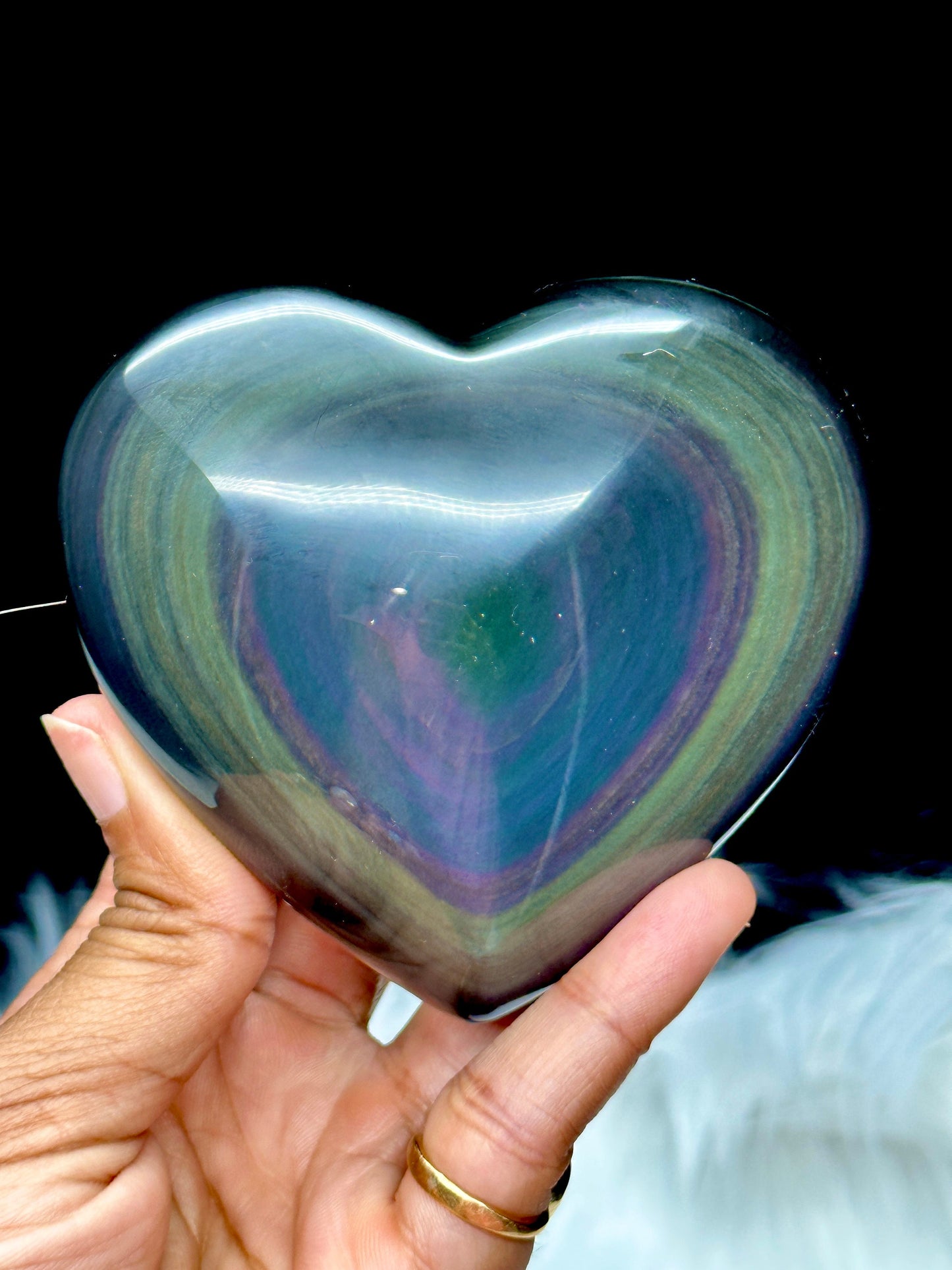 High Quality Rainbow Obsidian Crystal Heart